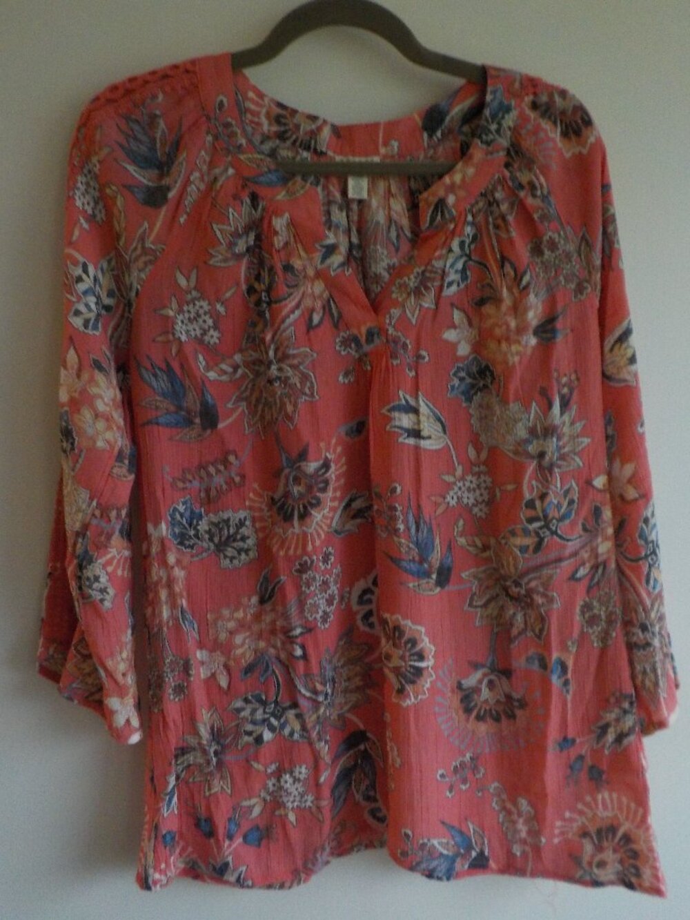 Spense Blouse - Small - Pink Floral Long Sleeve (912)